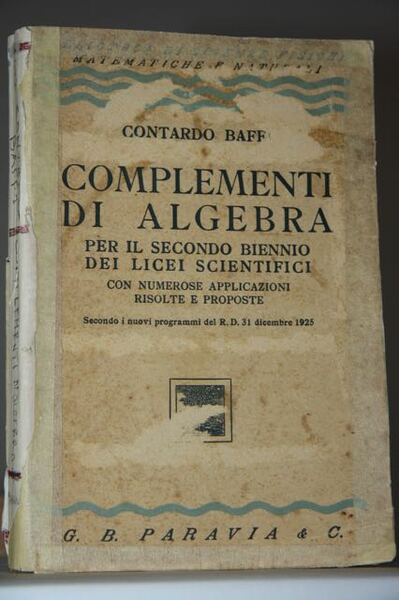 Complementi di Algebra per il secondo biennio dei licei scientifici