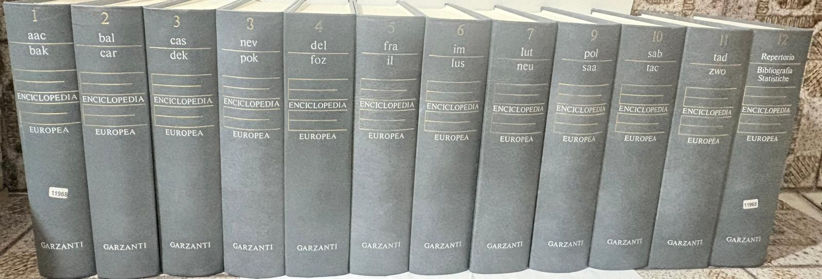 Enciclopedia europea. I-XI. A-Z; XII. Bibliografia repertorio statistiche.