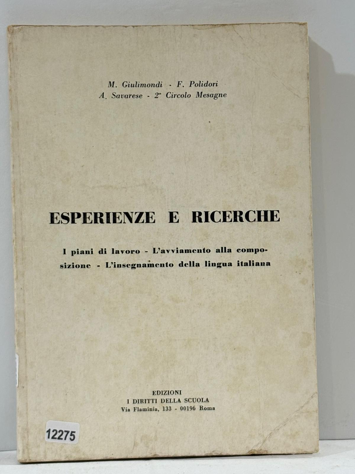 ESPERIENZE E RICERCHE I piani di lavoro - L'avviamento alla …