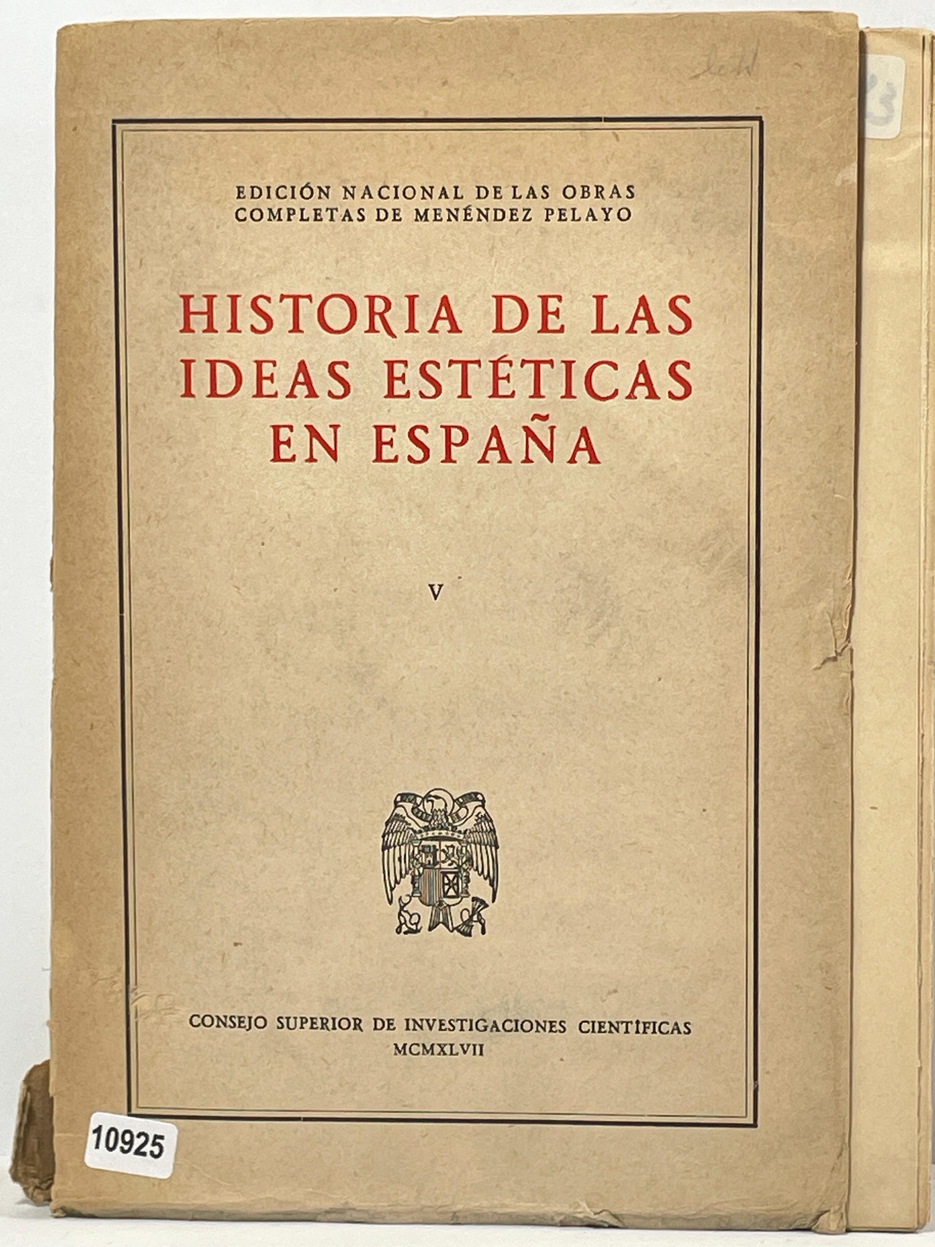 Historia de las ideas estéticas en Espana