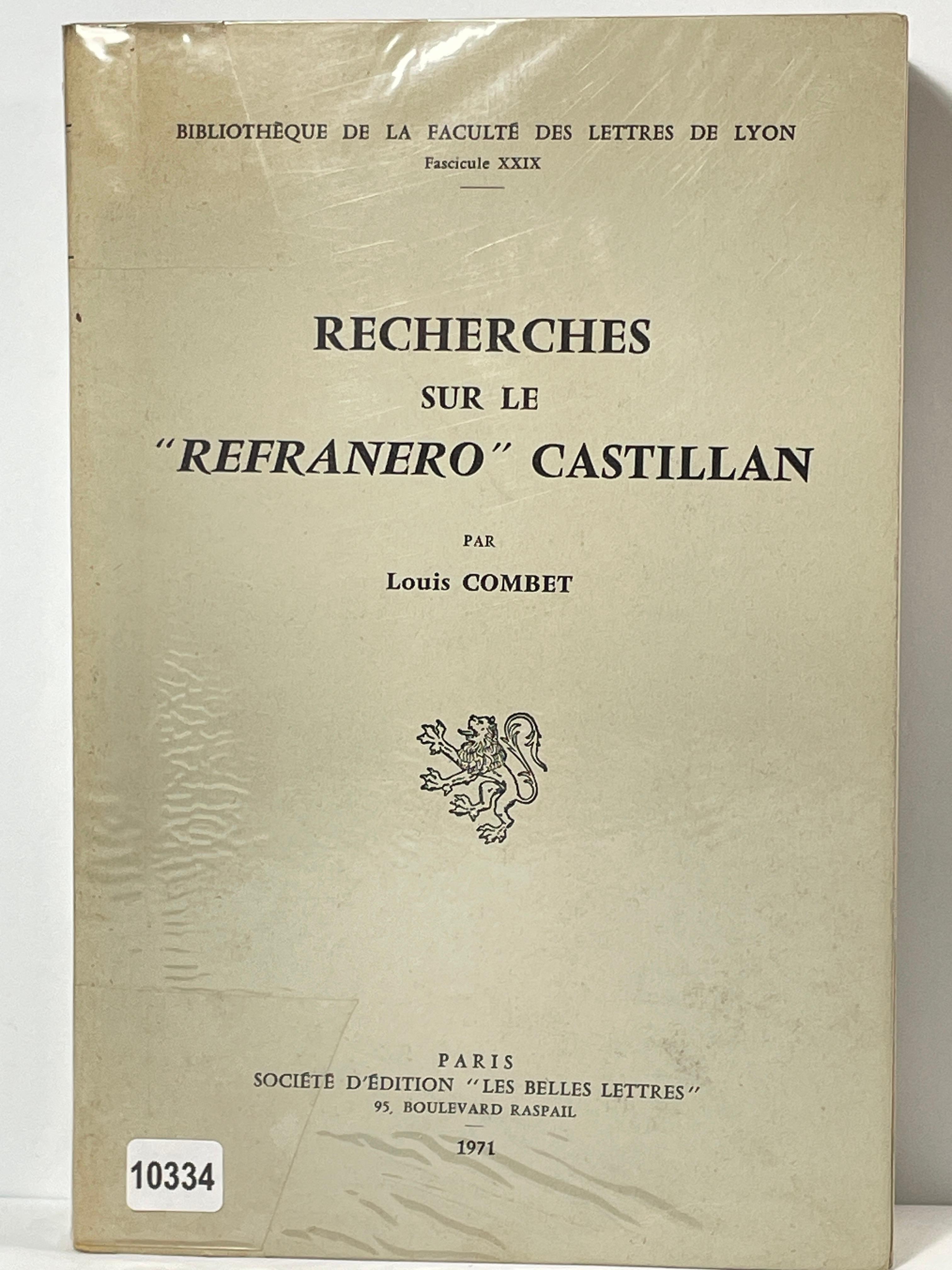 Recherches sur le ' Refranero' Catilian