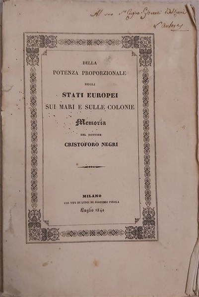 DELLA POTENZA PROPORZIONALE DEGLI STATI EUROPEI sui mari e sulle …