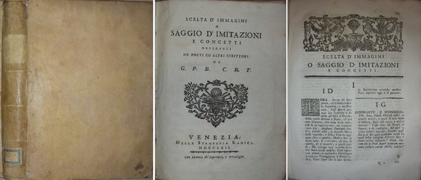 SCELTA D’IMMAGINI o saggio d’imitazioni e concetti osservati ne’ poeti …