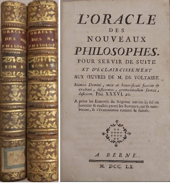 L’ORACLE DES NOUVEAUX PHILOSOPHES pour servir de suite et d’eclaircissement …