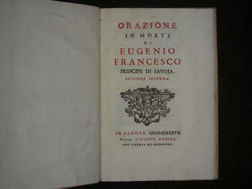 ORAZIONE in morte di Eugenio Francesco Principe di Savoia.