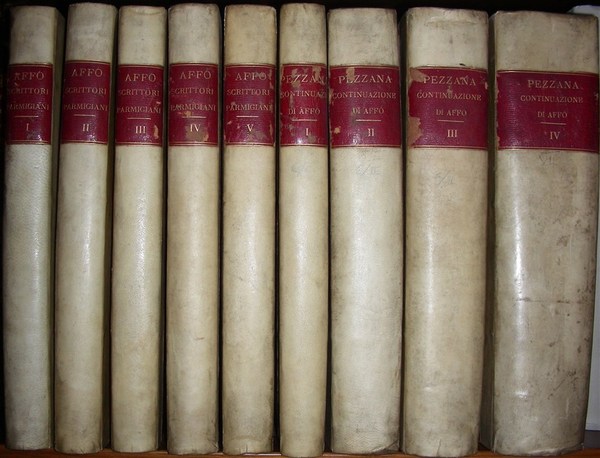 MEMORIE DEGLI SCRITTORI E LETTERATI PARMIGIANI raccolte dal Padre. Minore …