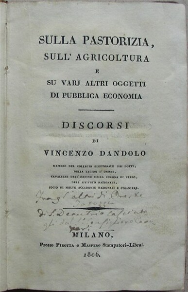 SULLA PASTORIZIA, sull'agricoltura e su varj altri oggetti di pubblica …