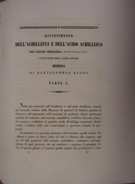 RINVENIMENTO dell'achilleina e dell'acido achilleico nell'assenzion ombellifero e nuovi studii …