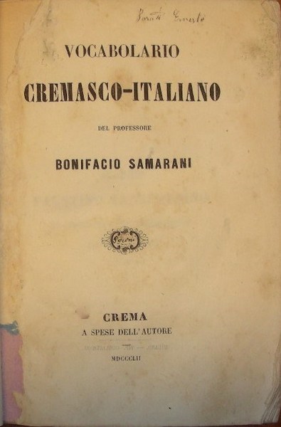 VOCABOLARIO CREMASCO-ITALIANO.