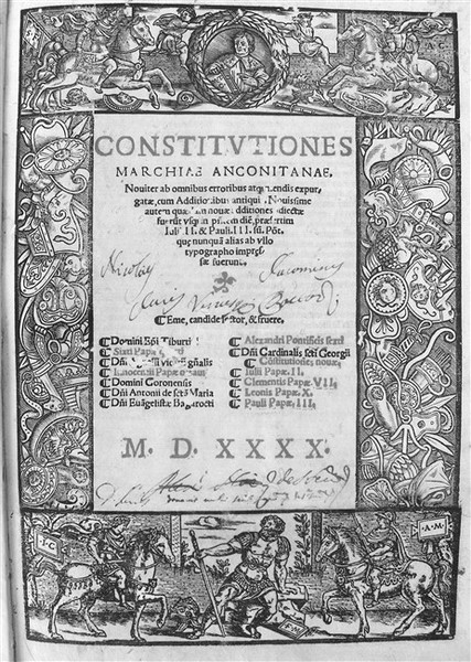 CONSTITUTIONES MARCHIAE ANCONITANAE noviter ab omnibus erroribus atque mendis expurgatae, …