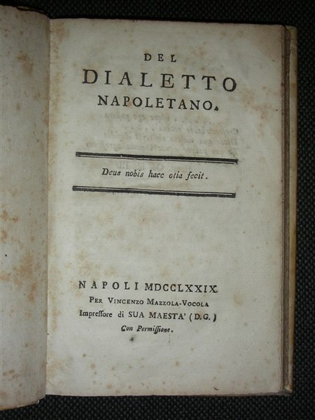 DEL DIALETTO NAPOLETANO.