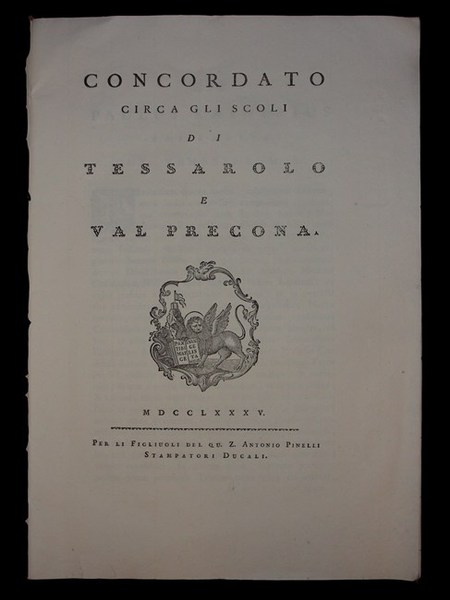 CONCORDATO CIRCA GLI SCOLI di Tessarolo e Val Precona.