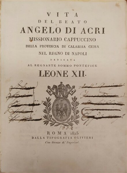 VITA DEL BEATO ANGELO DI ACRI Missionario Cappuccino della provincia …