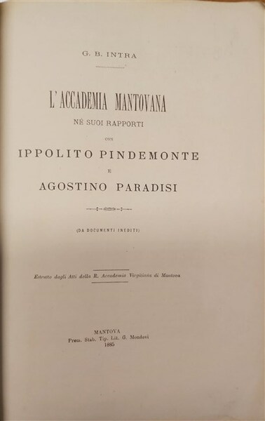 L'ACCADEMIA MANTOVANA nè suoi rapporti con Ippolito Pindemonte e Agostino …