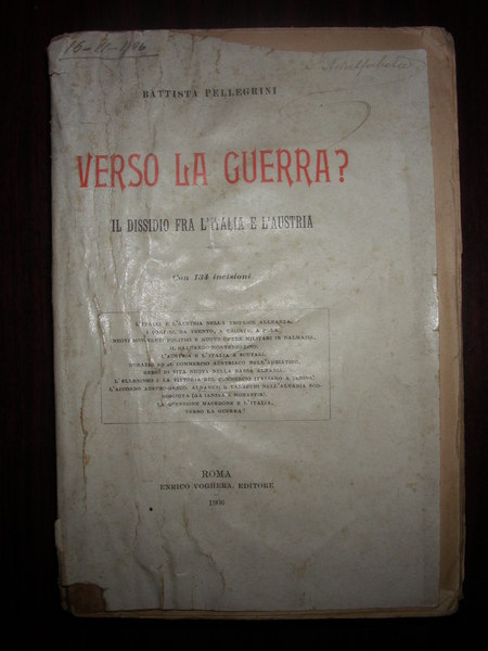 VERSO LA GUERRA? Il dissidio fra l'Italia e l'Austria.