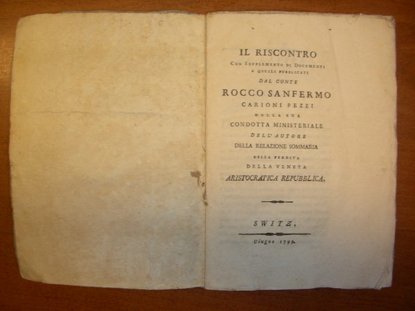 IL RISCONTRO. Con supplemento di documenti a quelli pubblicati dal …