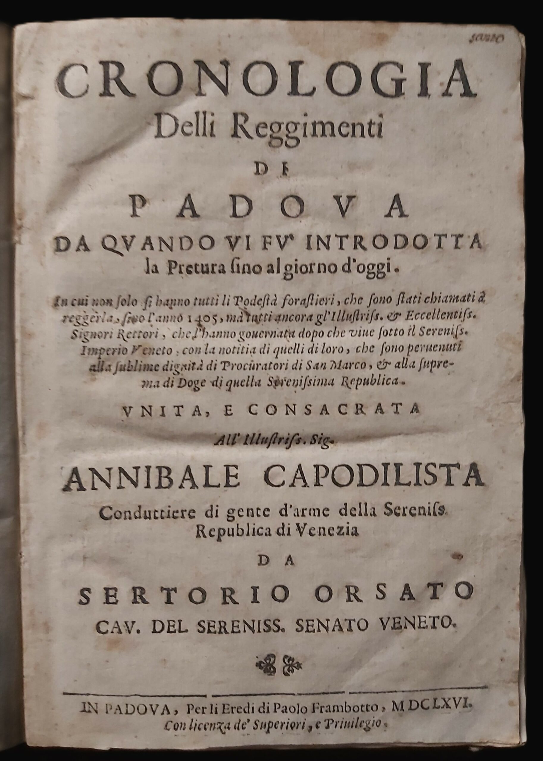 CRONOLOGIA DELLI REGGIMENTI DI PADOVA da quando vi fù introdotta …