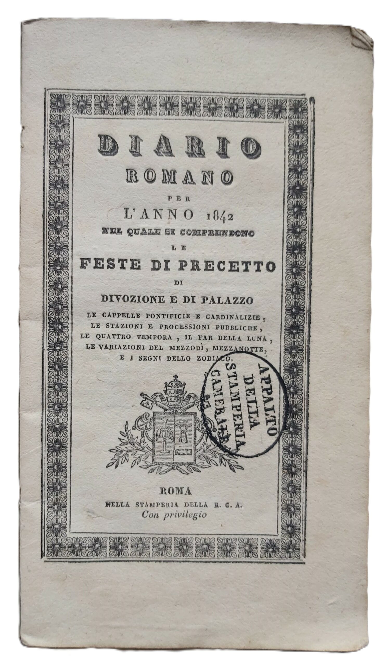 DIARIO ROMANO per l'anno 1842 nel quale si comprendono le …