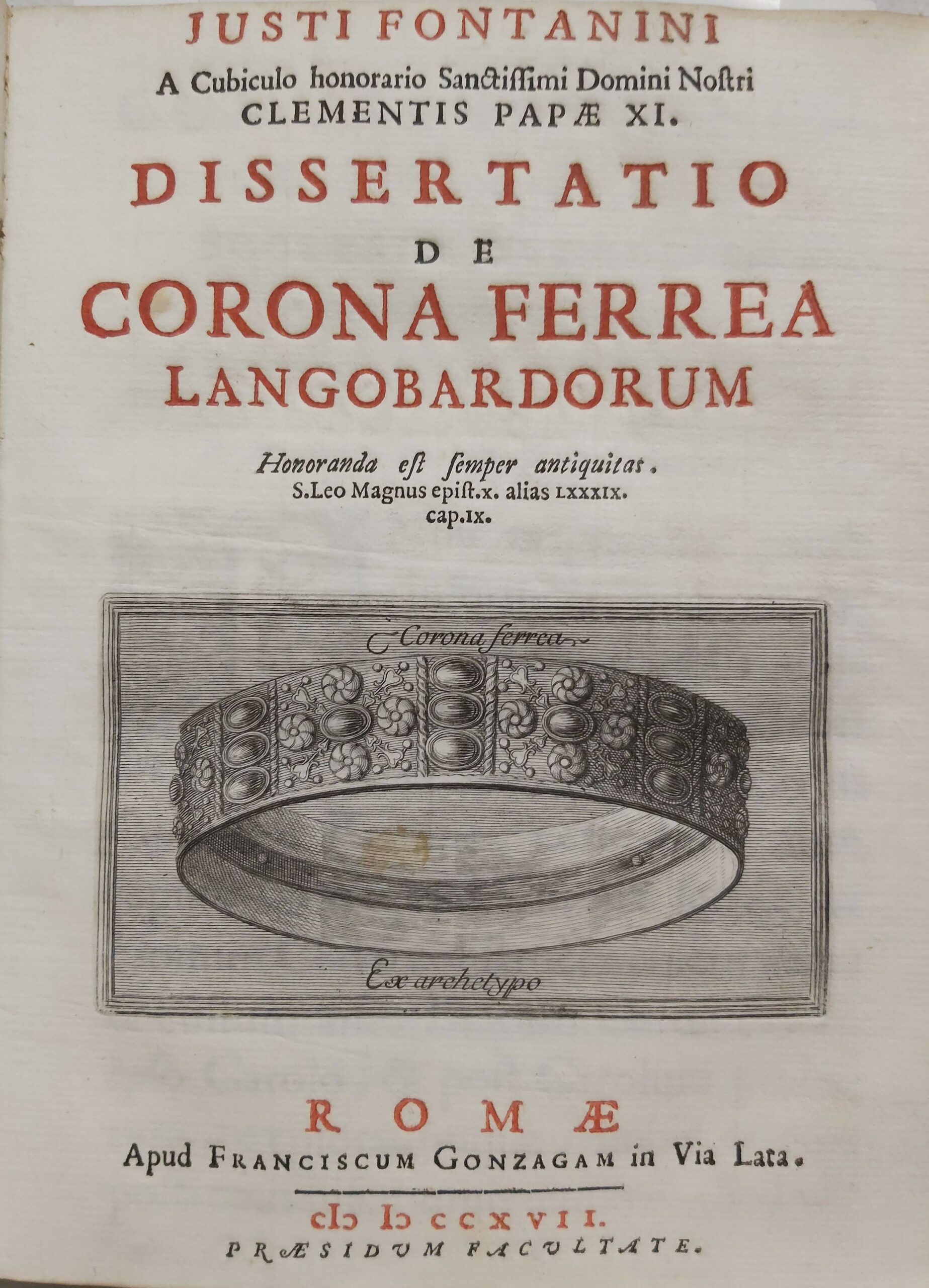 DISSERTATIO de Corona Ferrea Langobardorum.