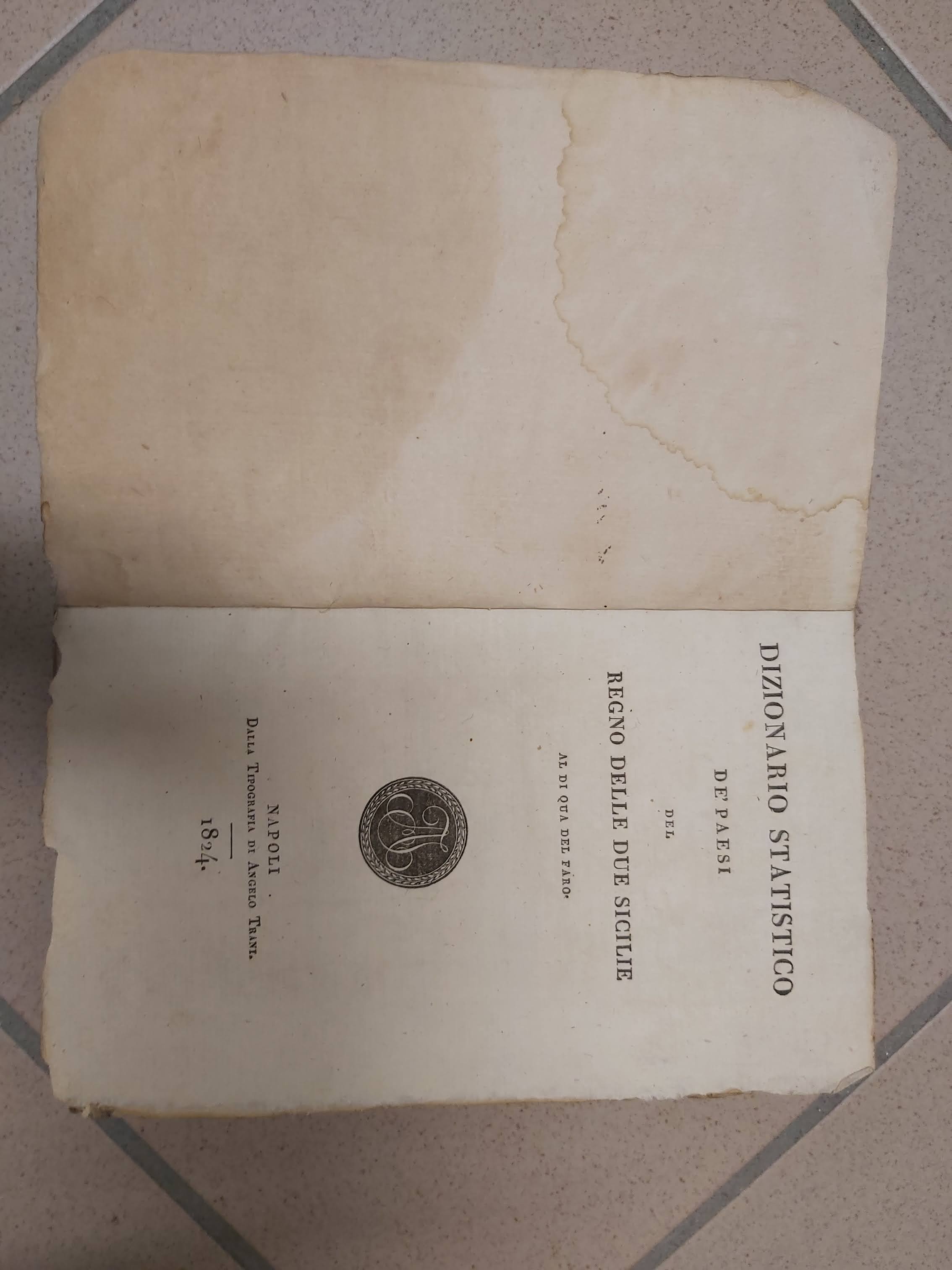 DIZIONARIO STATISTICO DE' PAESI DEL REGNO DELLE DUE SICILIE al …