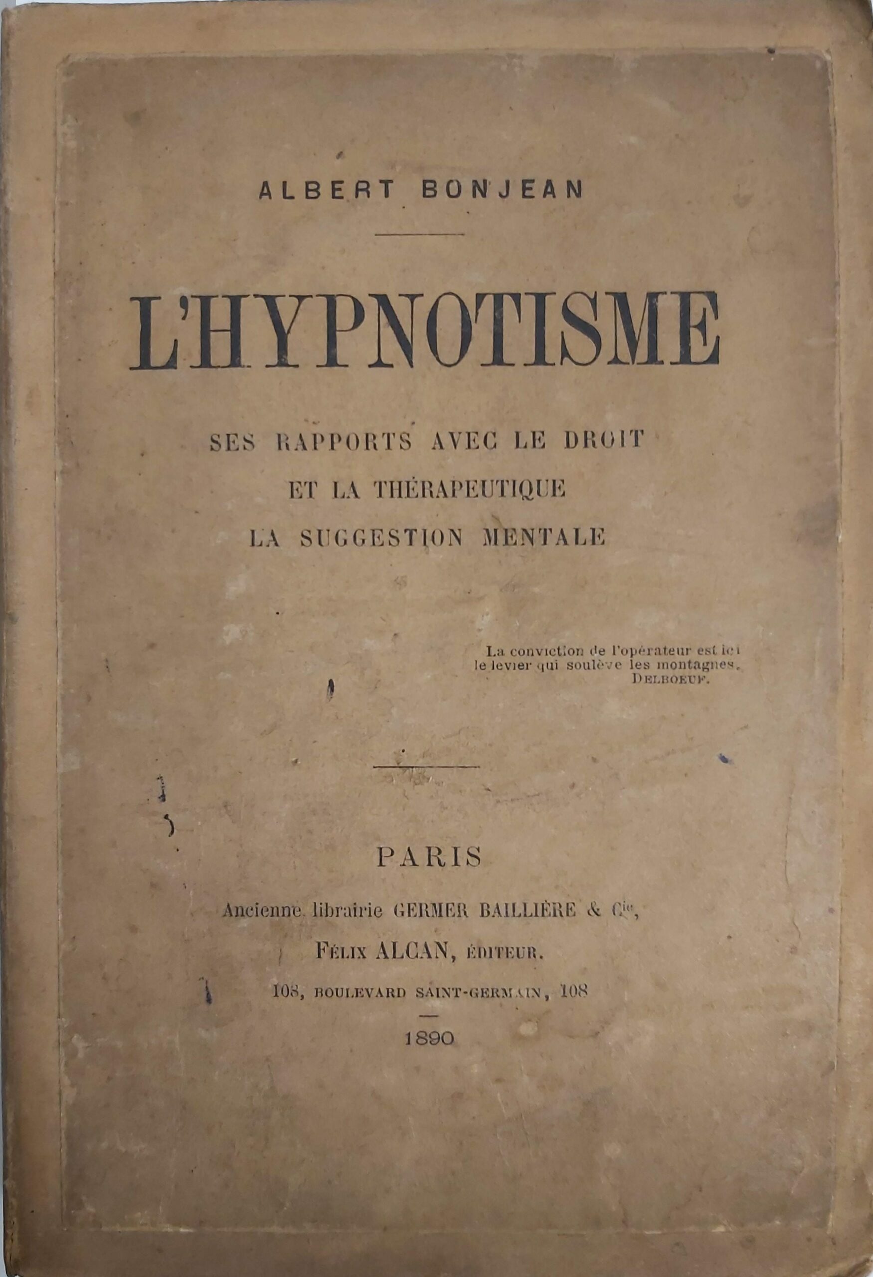 L’HYPNOTISME ses rapports avec le droit e la therapeutique, la …