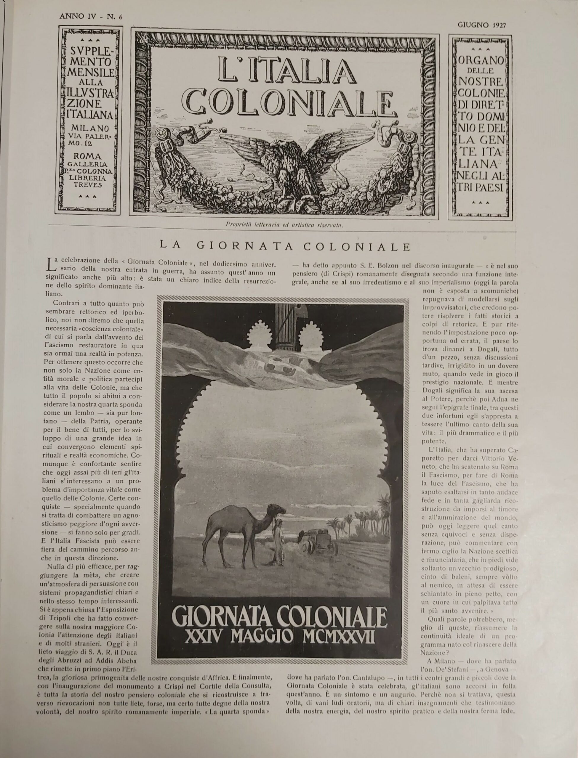 L’ITALIA COLONIALE. Supplemento mensile alla Illustrazione Italiana. Organo delle nostre …