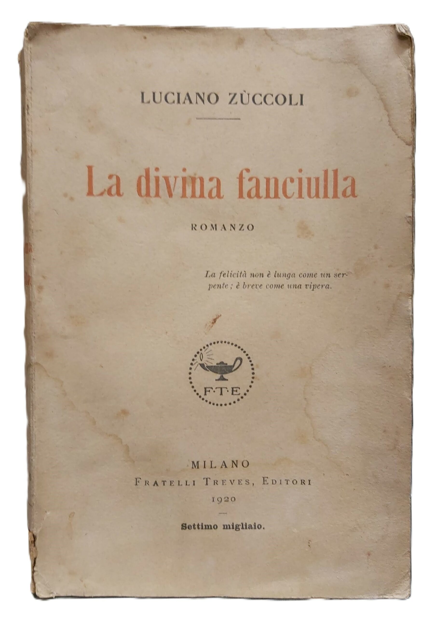 LA DIVINA FANCIULLA. Romanzo.