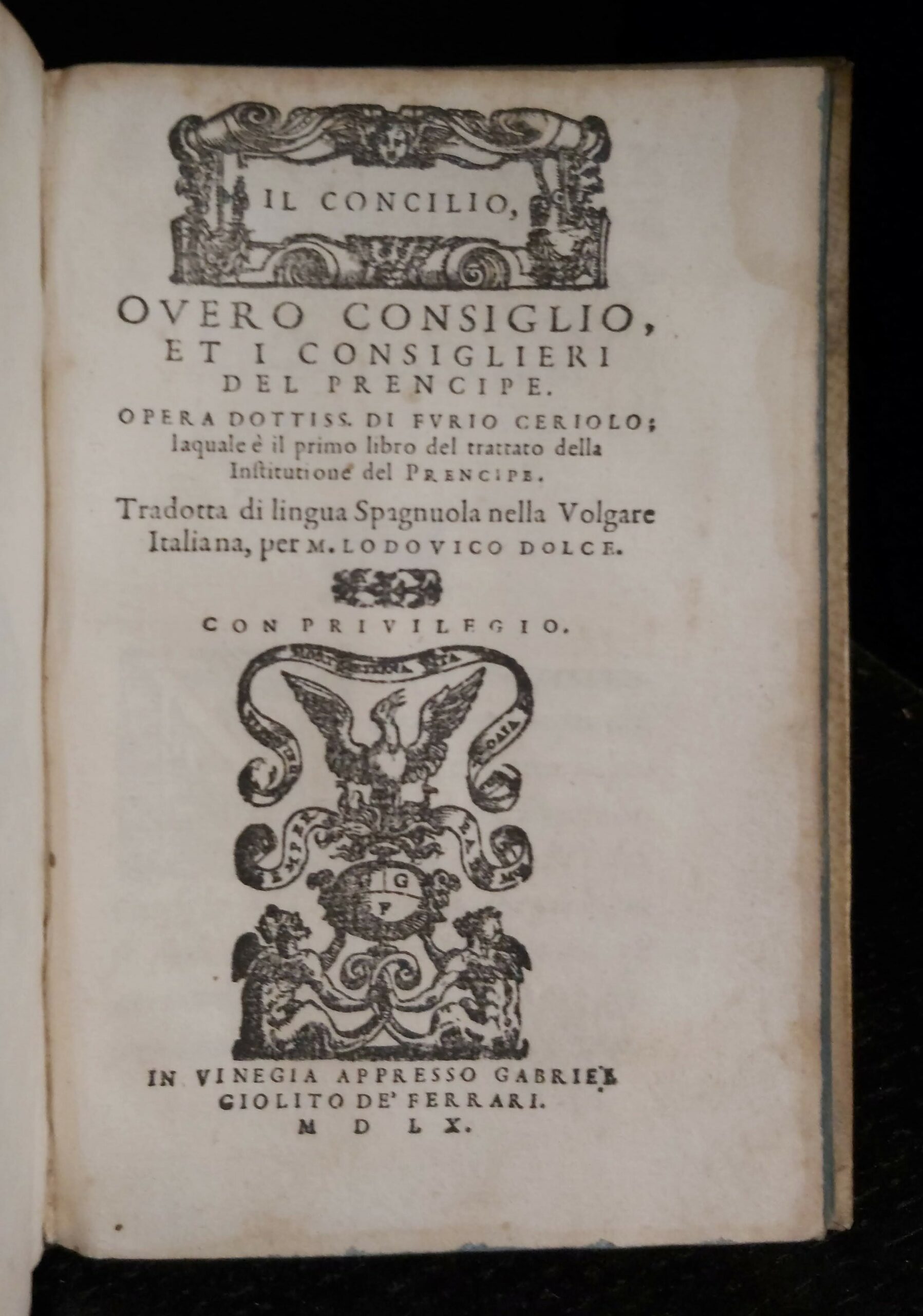 LA INSTITUTIONE DEL PRENCIPE CHRISTIANO. Con l’aggiunta delle apostille & …