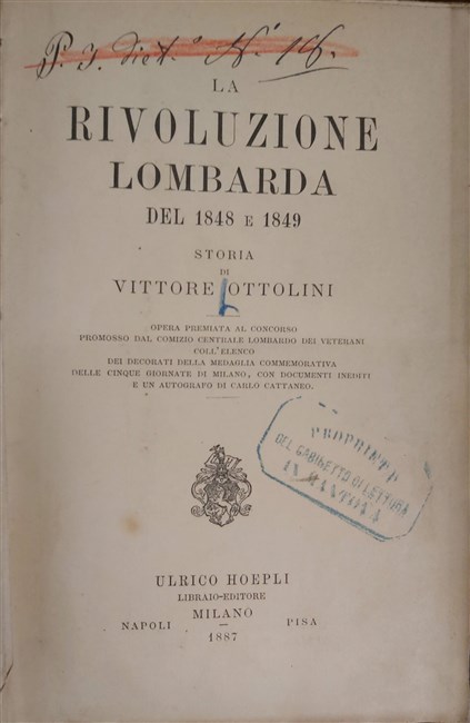 LA RIVOLUZIONE LOMBARDA del 1848 e 1849. Storia. Opera premiata …