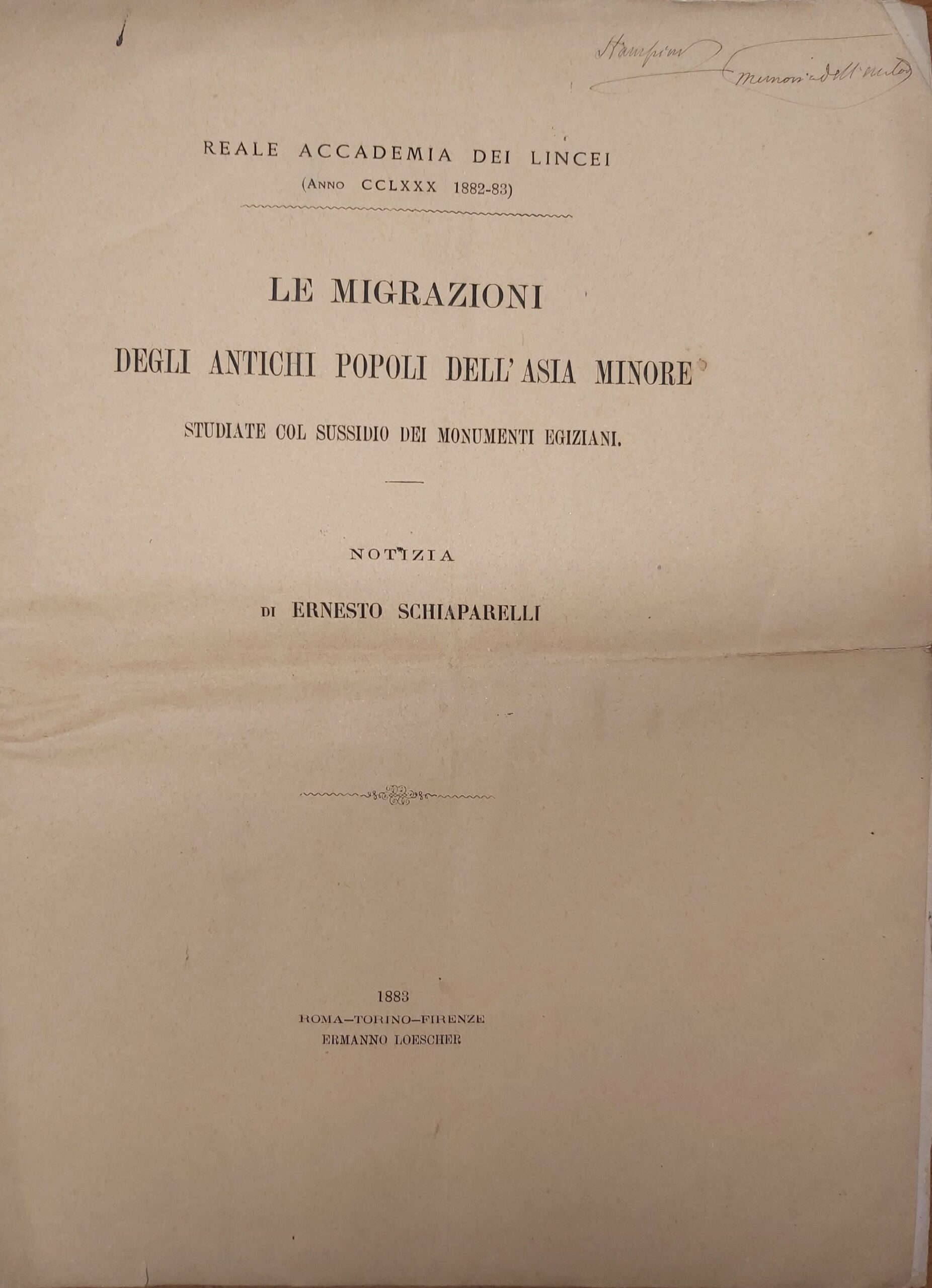 LE MIGRAZIONI degli antichi popoli dell'Asia Minore studiate col sussidio …