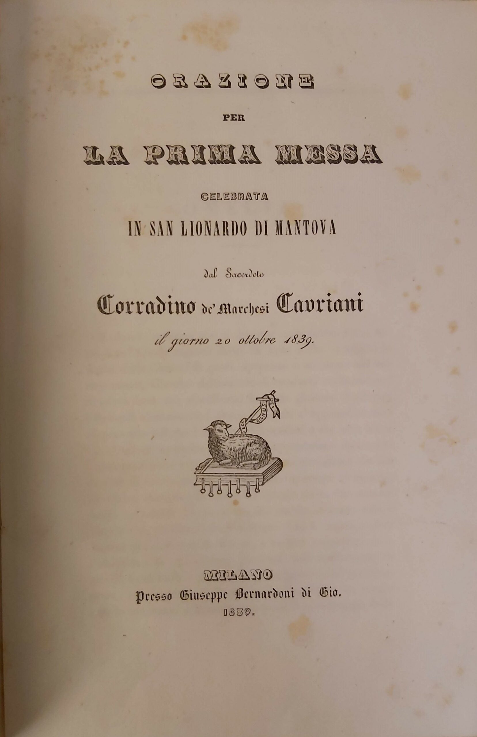 ORAZIONE per la prima Messa celebrata in San Lionardo di …