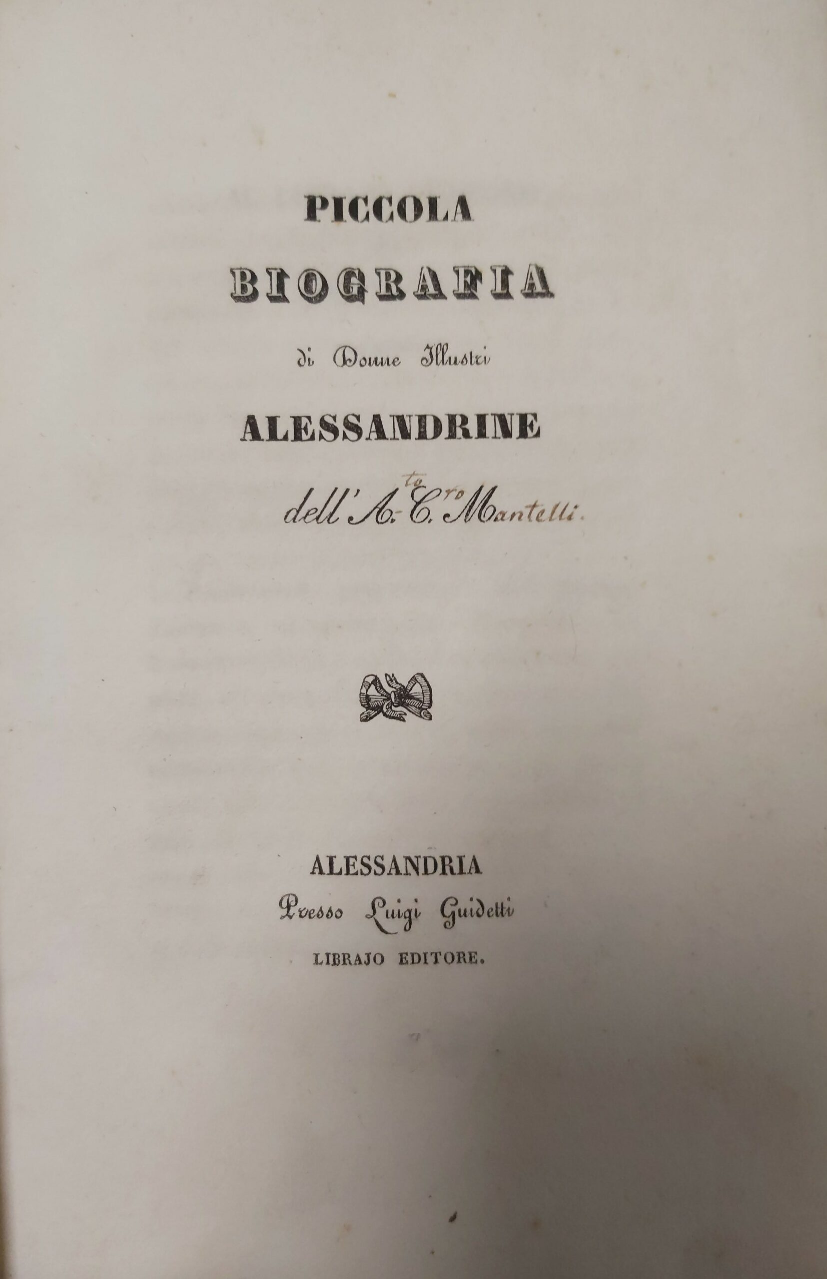 PICCOLA BIOGRAFIA di Donne Illustri Alessandrine.