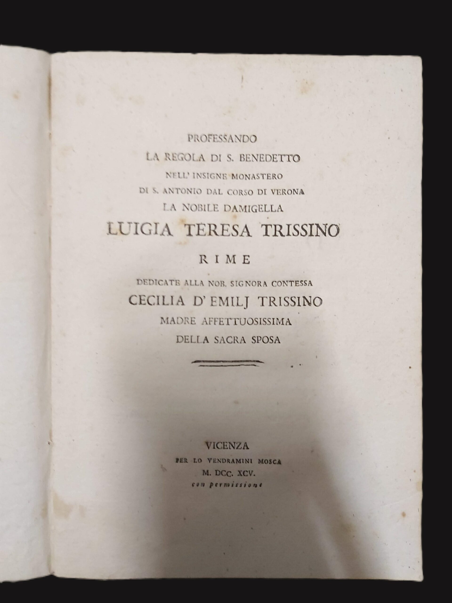 PROFESSANDO LA REGOLA DI S. BENEDETTO nell'insigne Monastero di S. …