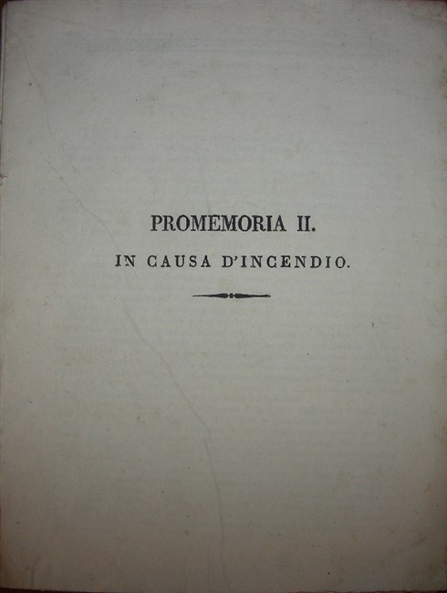 PROMEMORIA II IN CAUSA D'INCENDIO.