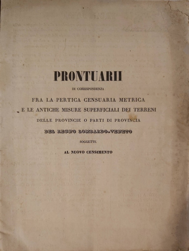 PRONTUARII DI CORRISPONDENZA fra la pertica censuaria metrica e le …