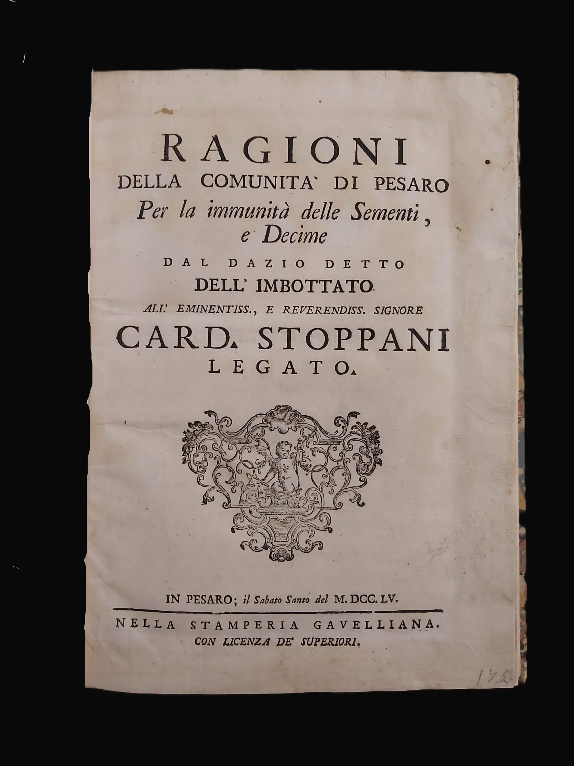 RAGIONI DELLA COMUNITA' DI PESARO per la immunità delle sementi, …