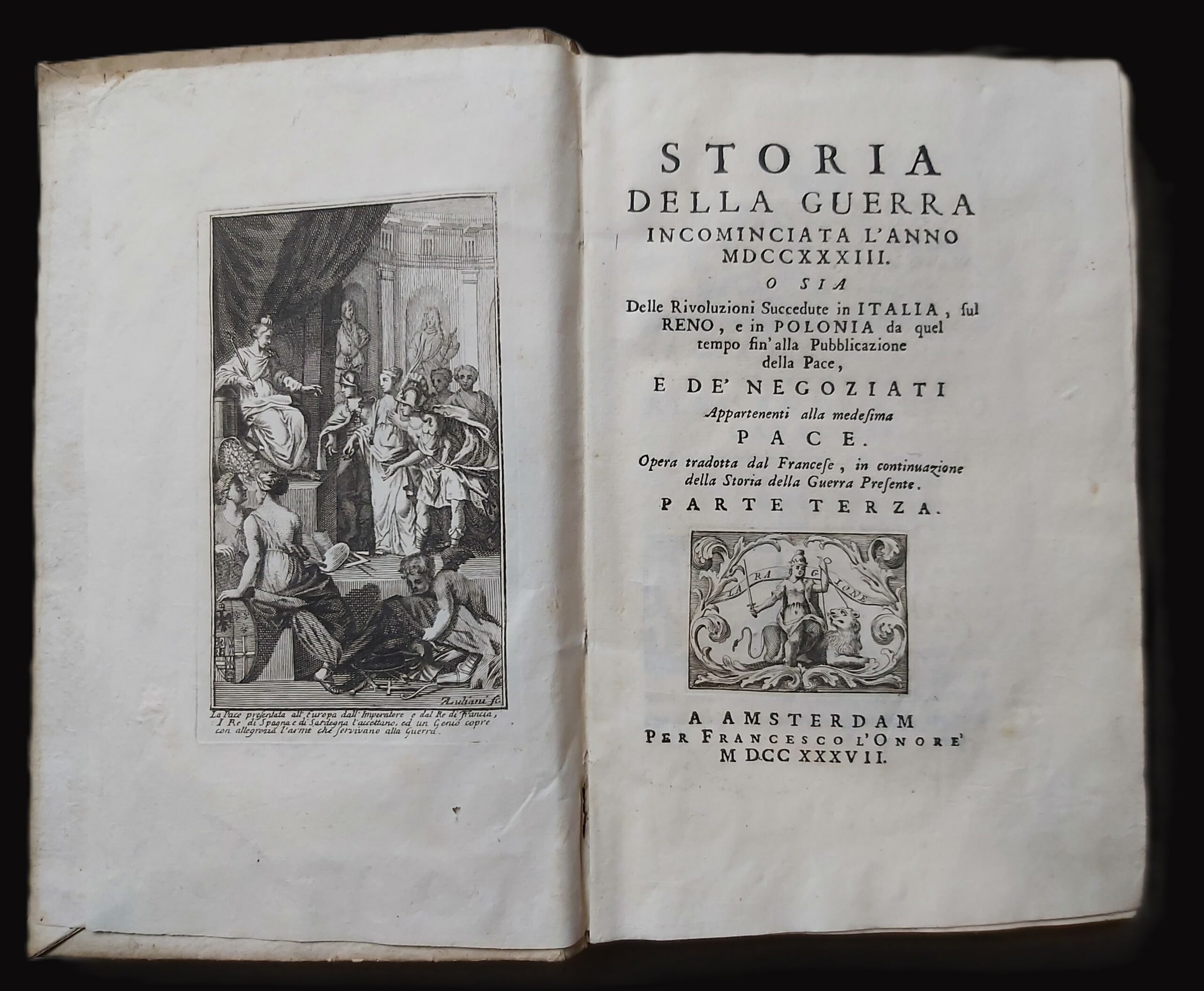 STORIA DELLA GUERRA incominciata l'anno MDCCXXXIII o sia Delle revoluzioni …