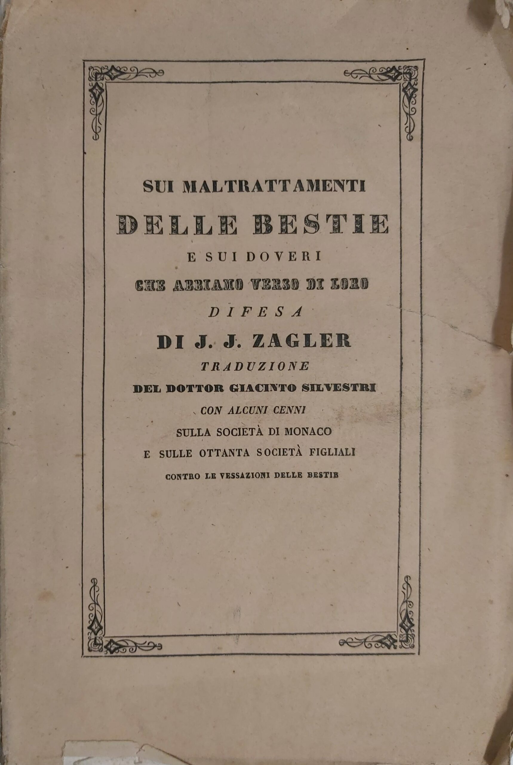 SUI MALTRATTAMENTI DELLE BESTIE e sui doveri che abbiamo verso …