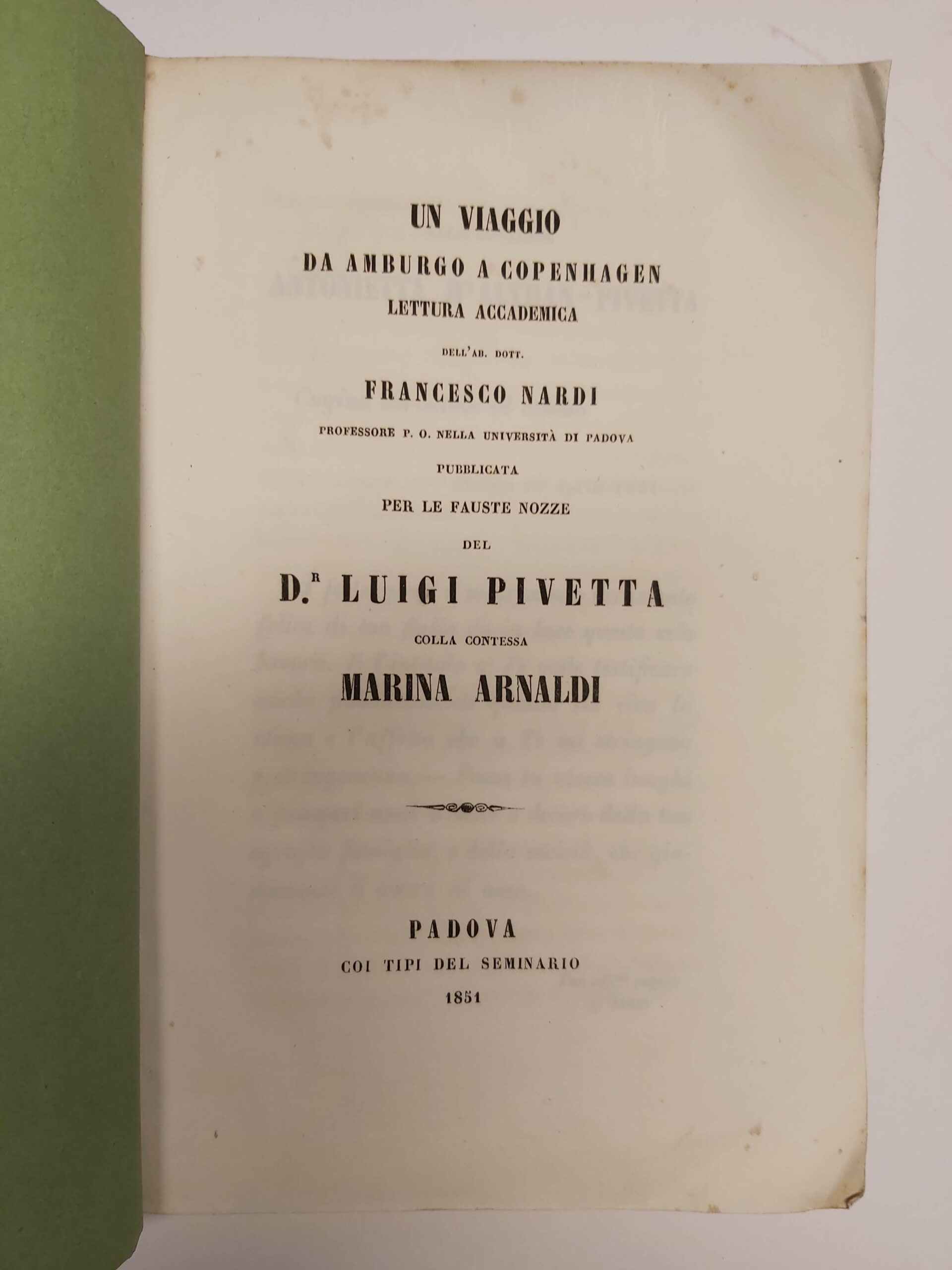 UN VIAGGIO da Amburgo a Copenhagen. Lettura accademica dell’Ab. Dott. …