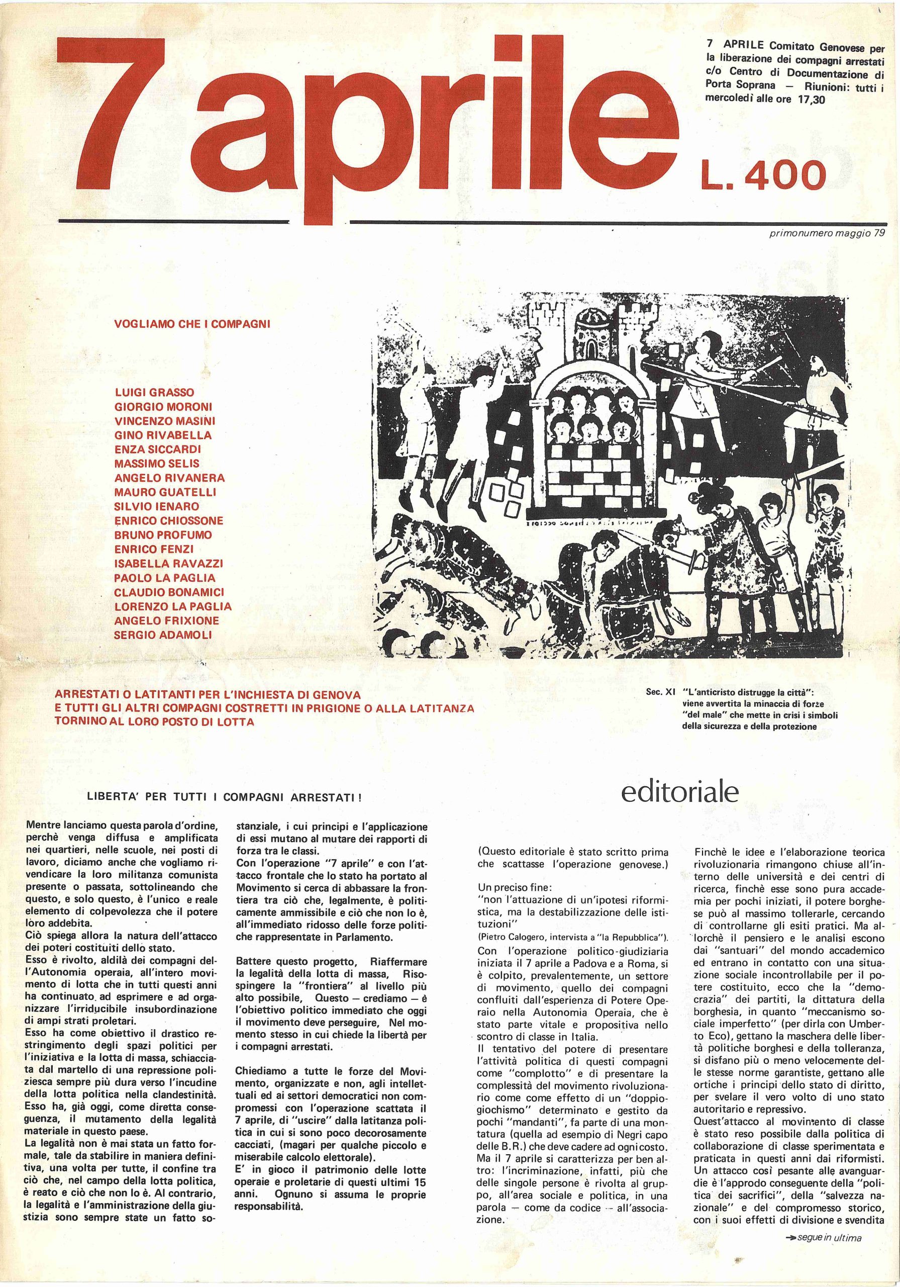 7 aprile. Primo numero