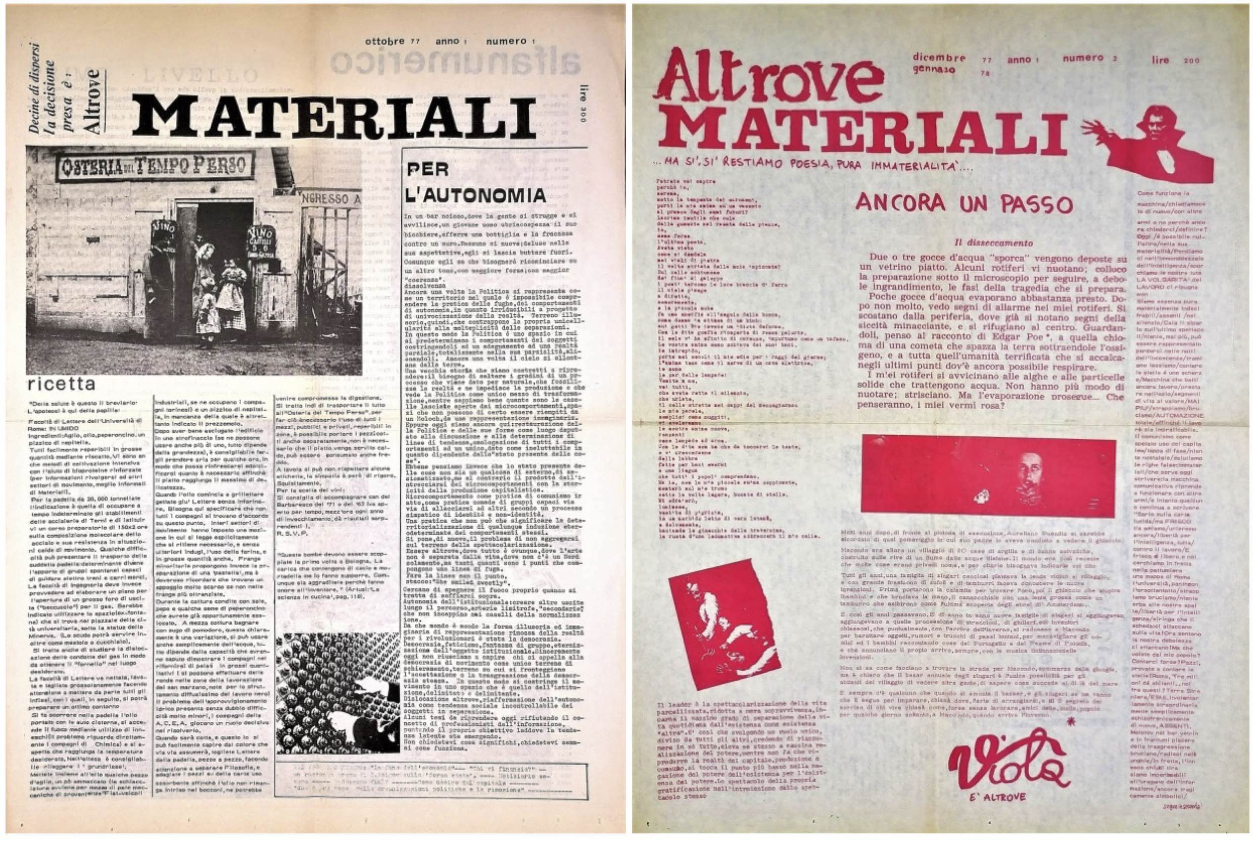 Altrove. Materiali. NN. 1 e 2. Tutto il pubblicato