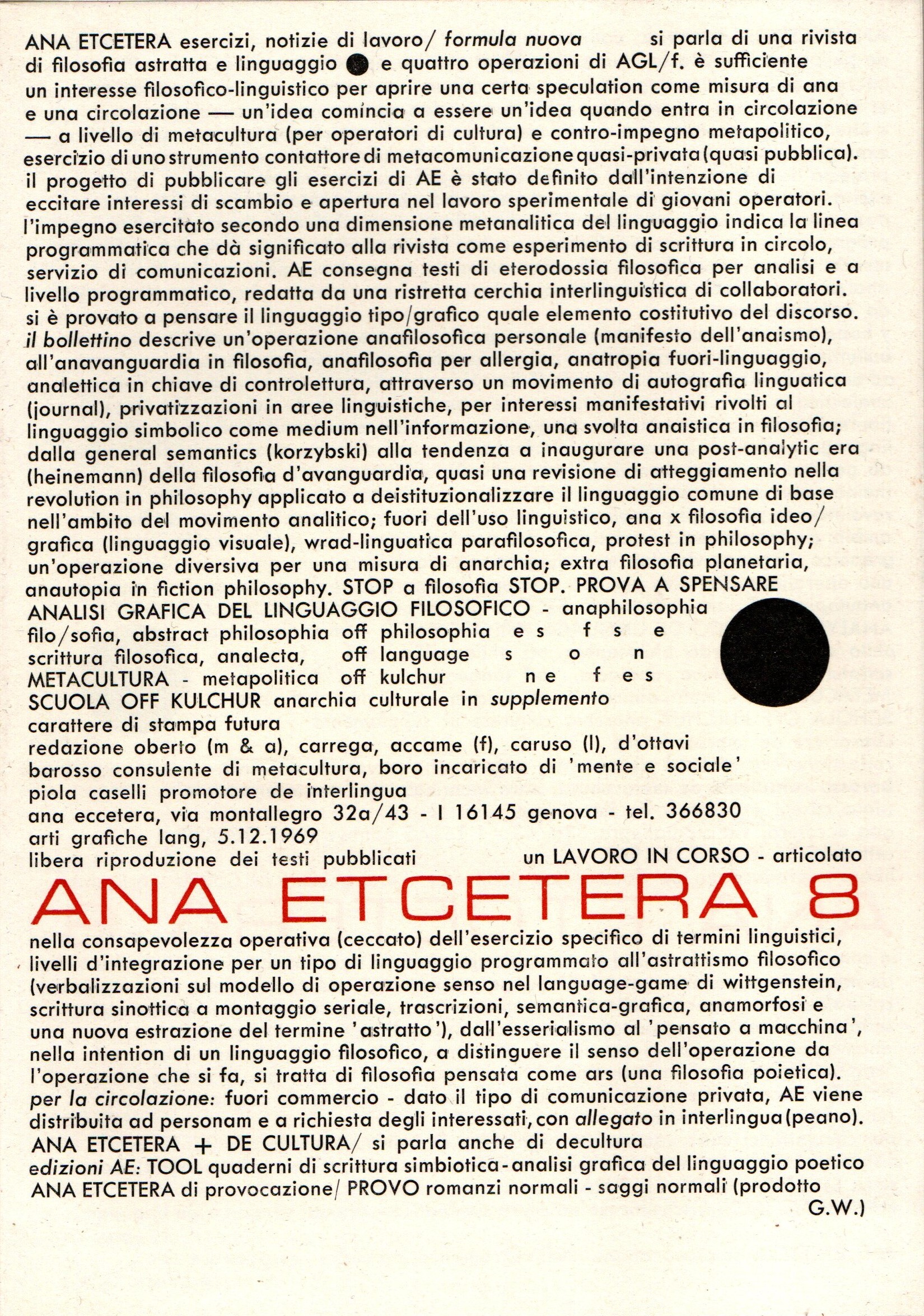 Ana Etcetera 8. Esercizi, notizie di lavoro / formula nuova