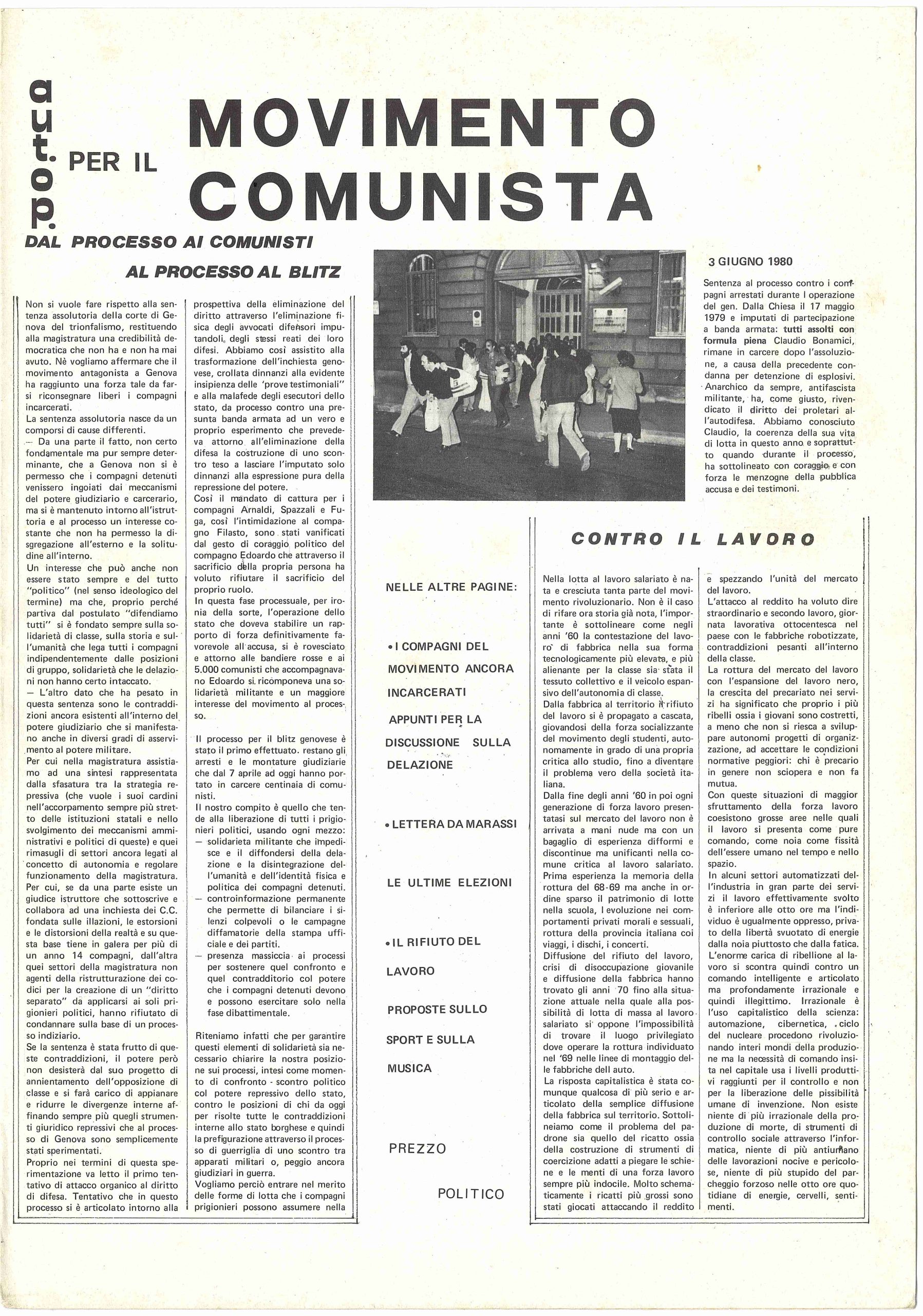 (Autonomia Operaia) Aut. Op. per il movimento comunista