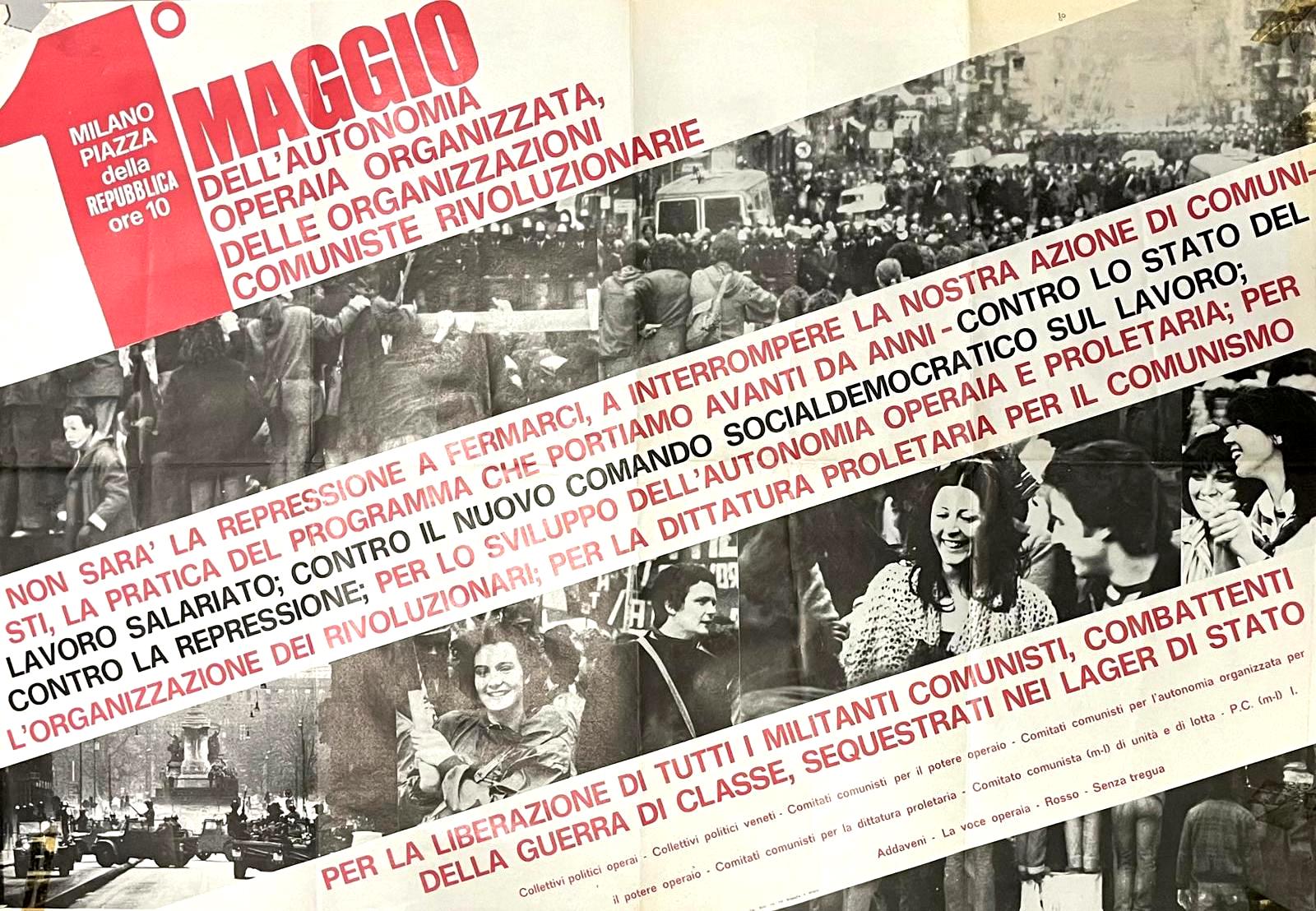 Autonomia Operaia Organizzata. Organizzazioni Comuniste Rivoluzionarie. Manifesto, 1° Maggio. Milano