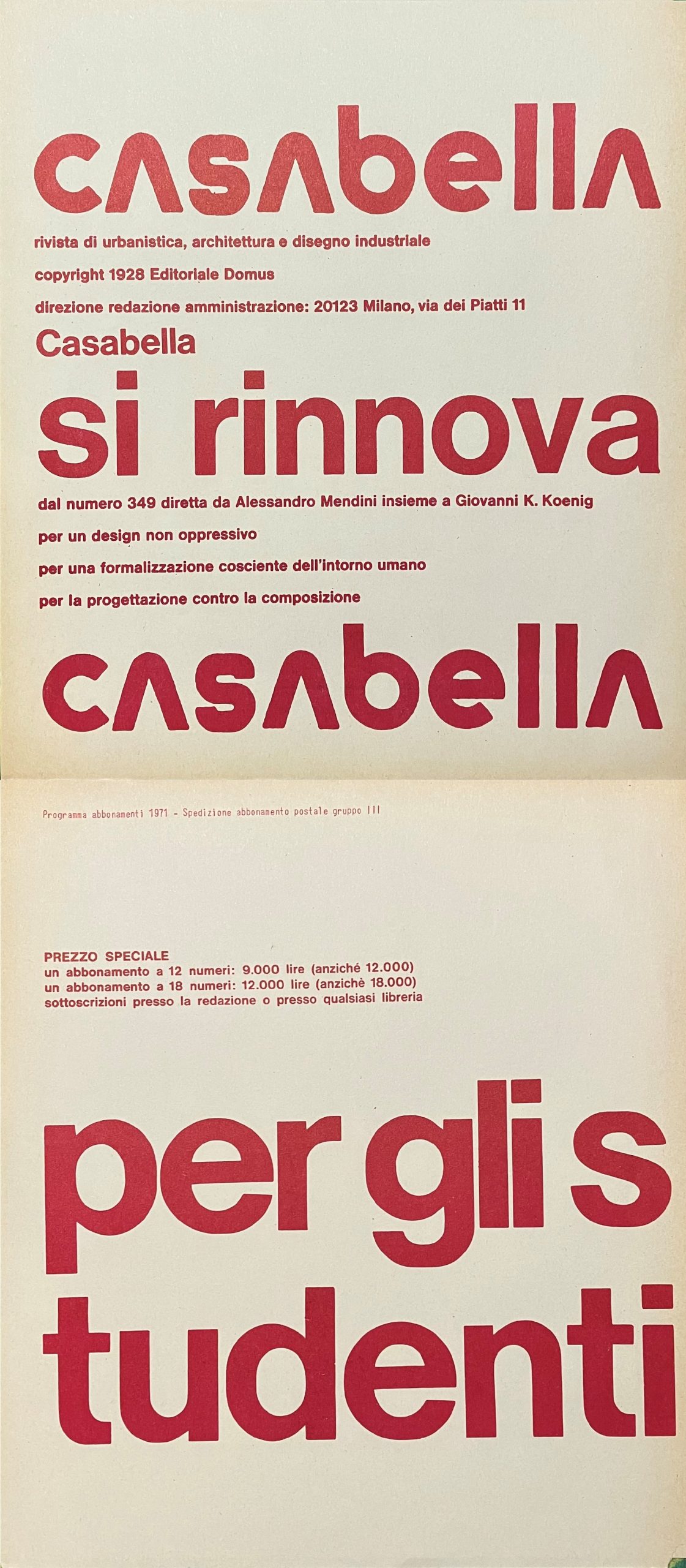 Casabella si rinnova. Pubblicità editoriale