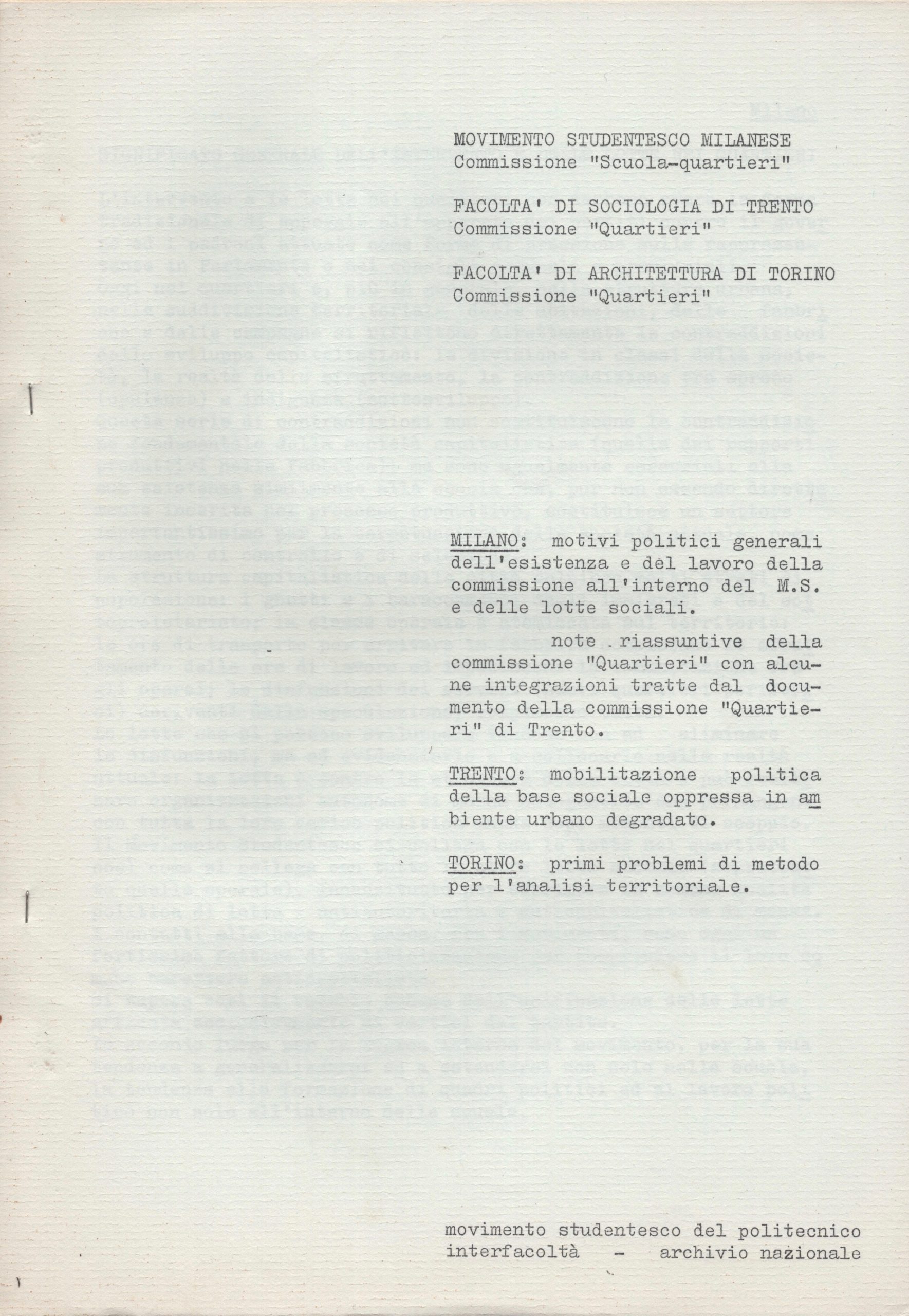 Commissione quartieri