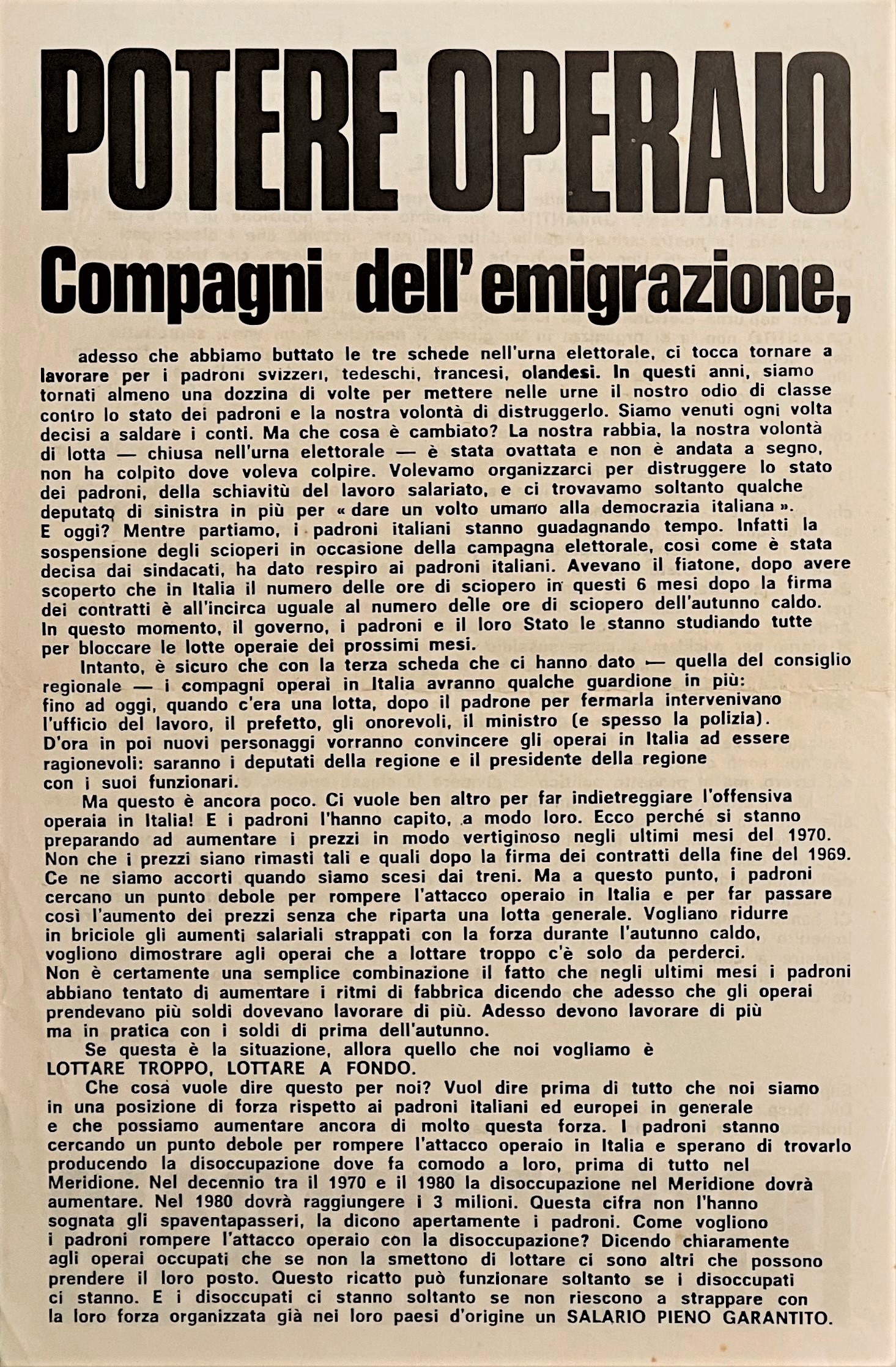 Compagni dell'emigrazione…