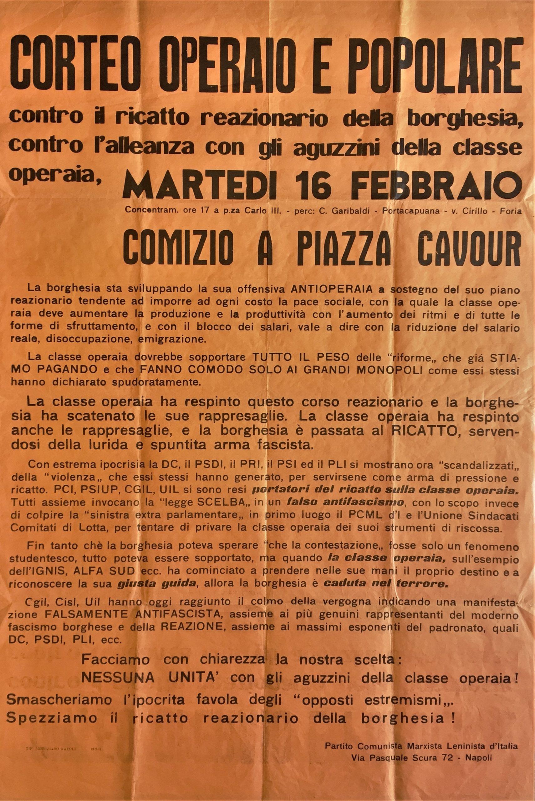 Corteo operaio e popolare contro il ricatto reazionario della borghesia, …
