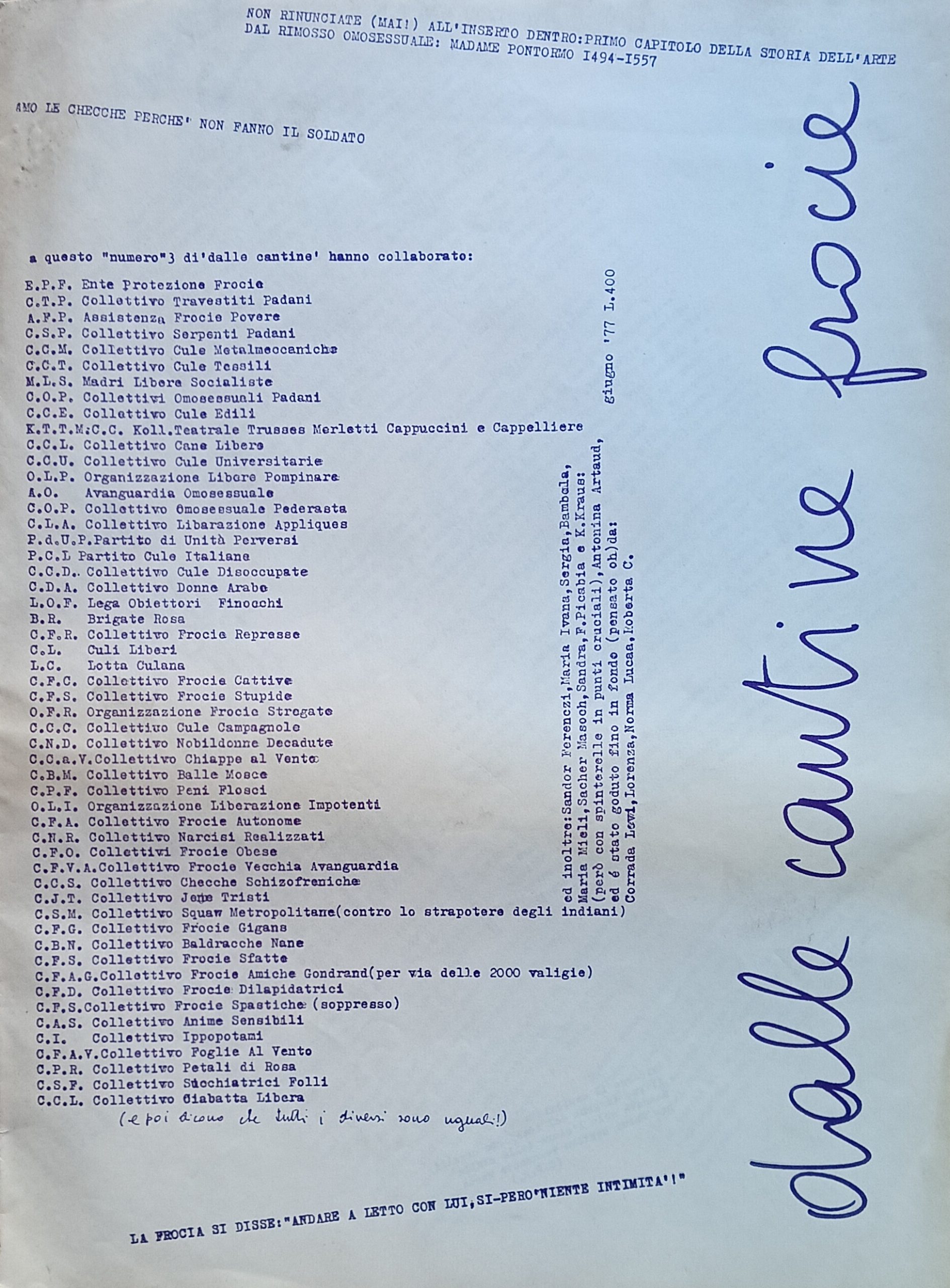 Dalle cantine frocie