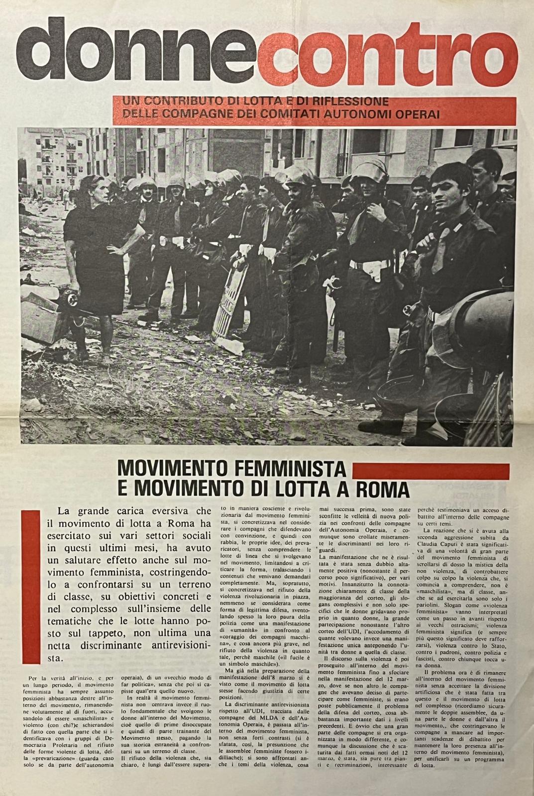 (Femminismo) Donnecontro. Un contributo di lotta e di riflessioni delle …